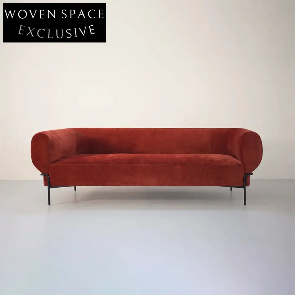 Modern Curved Backrest Minimalist Fabric Single Sofa with Metal Base Sofa