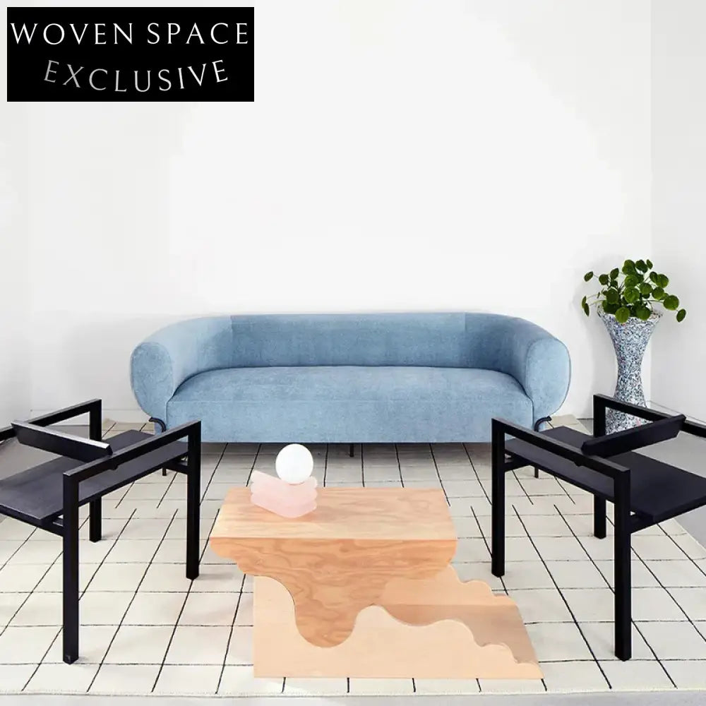 Modern Curved Backrest Single Sofa Couch with Metal Base for Living Room