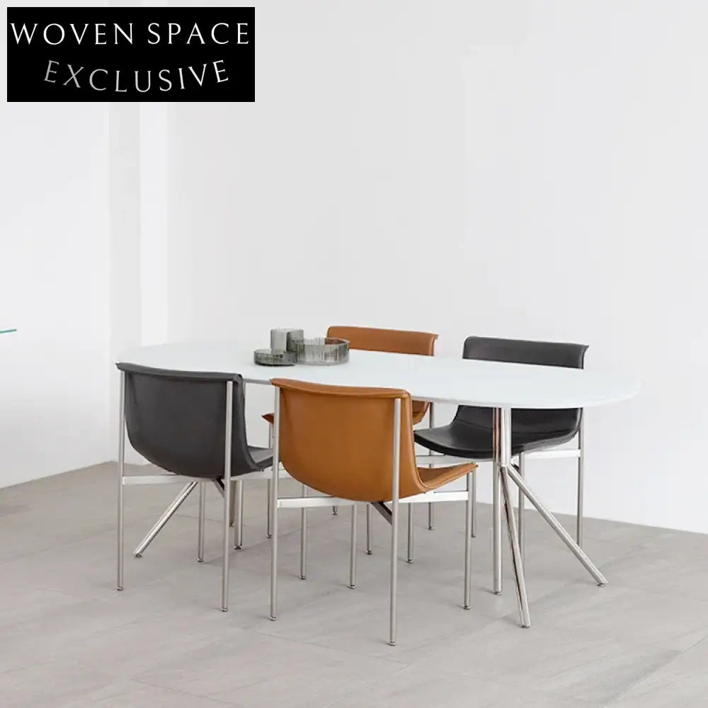 Modern Curved Backrest Waterproof Leather Dining Chair with Black Metal Legs