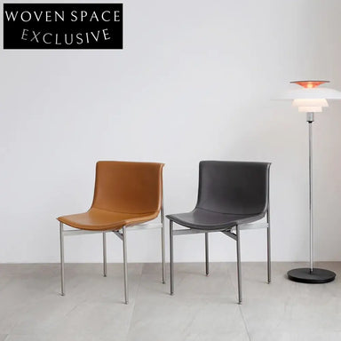 Modern Curved Backrest Waterproof Leather Dining Chair with Black Metal Legs