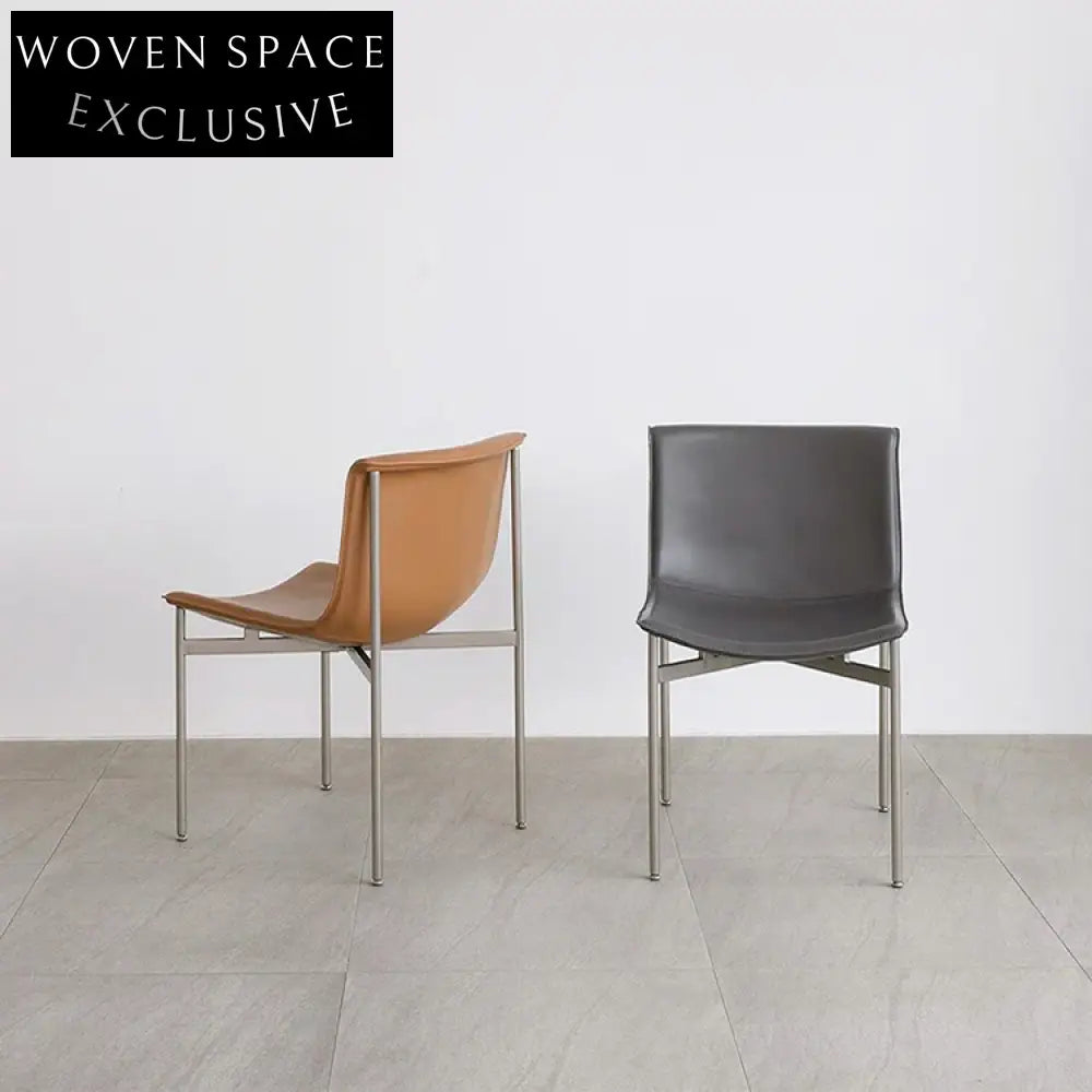 Modern Curved Backrest Waterproof Leather Dining Chair with Black Metal Legs