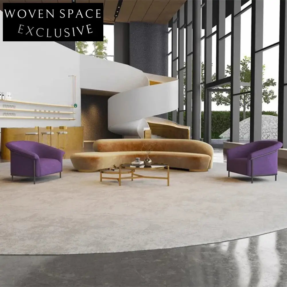 Modern Curved Fabric Living Room Sofa with Stainless Steel Base