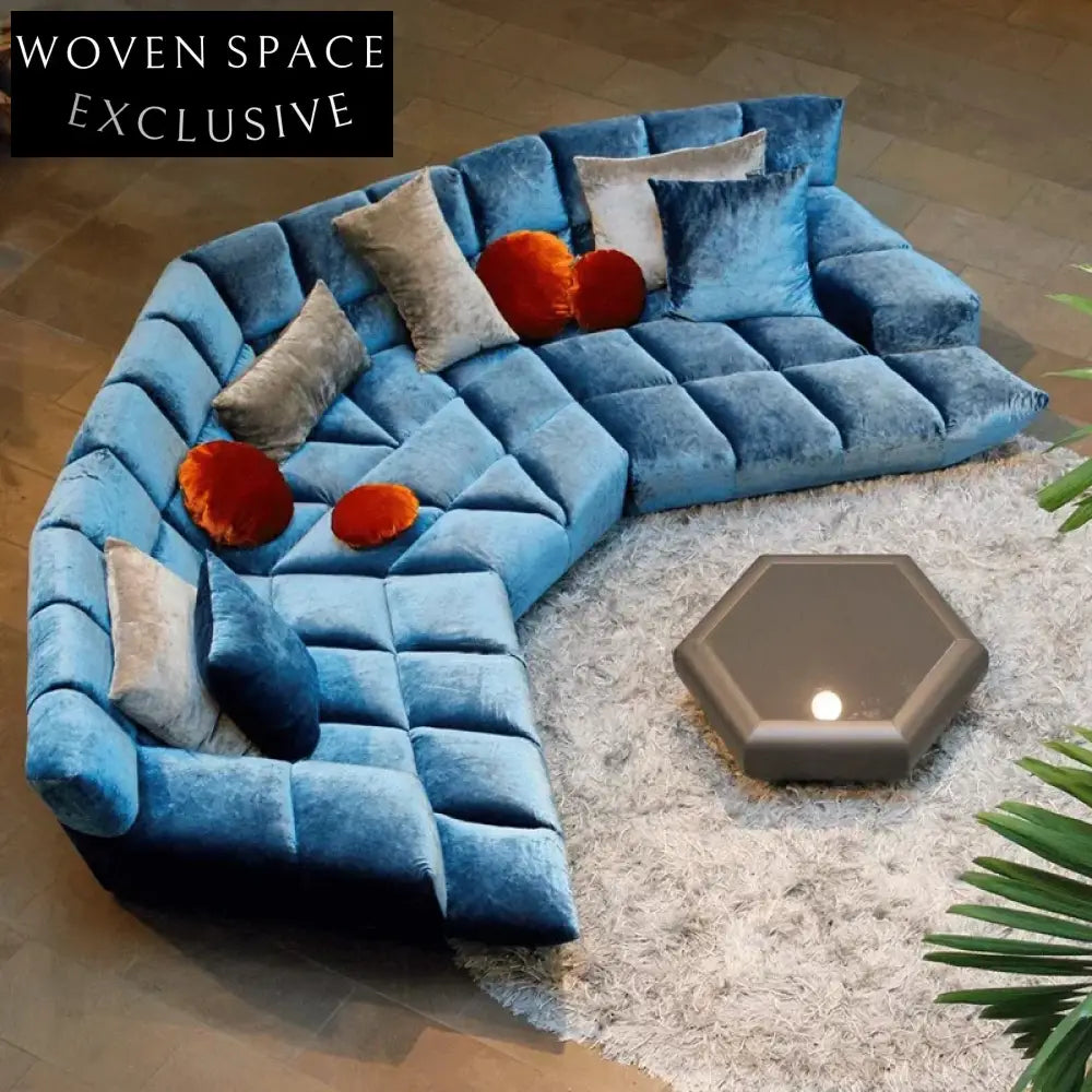 Modern Curved Fabric Sectional Sofa Set for Living Room