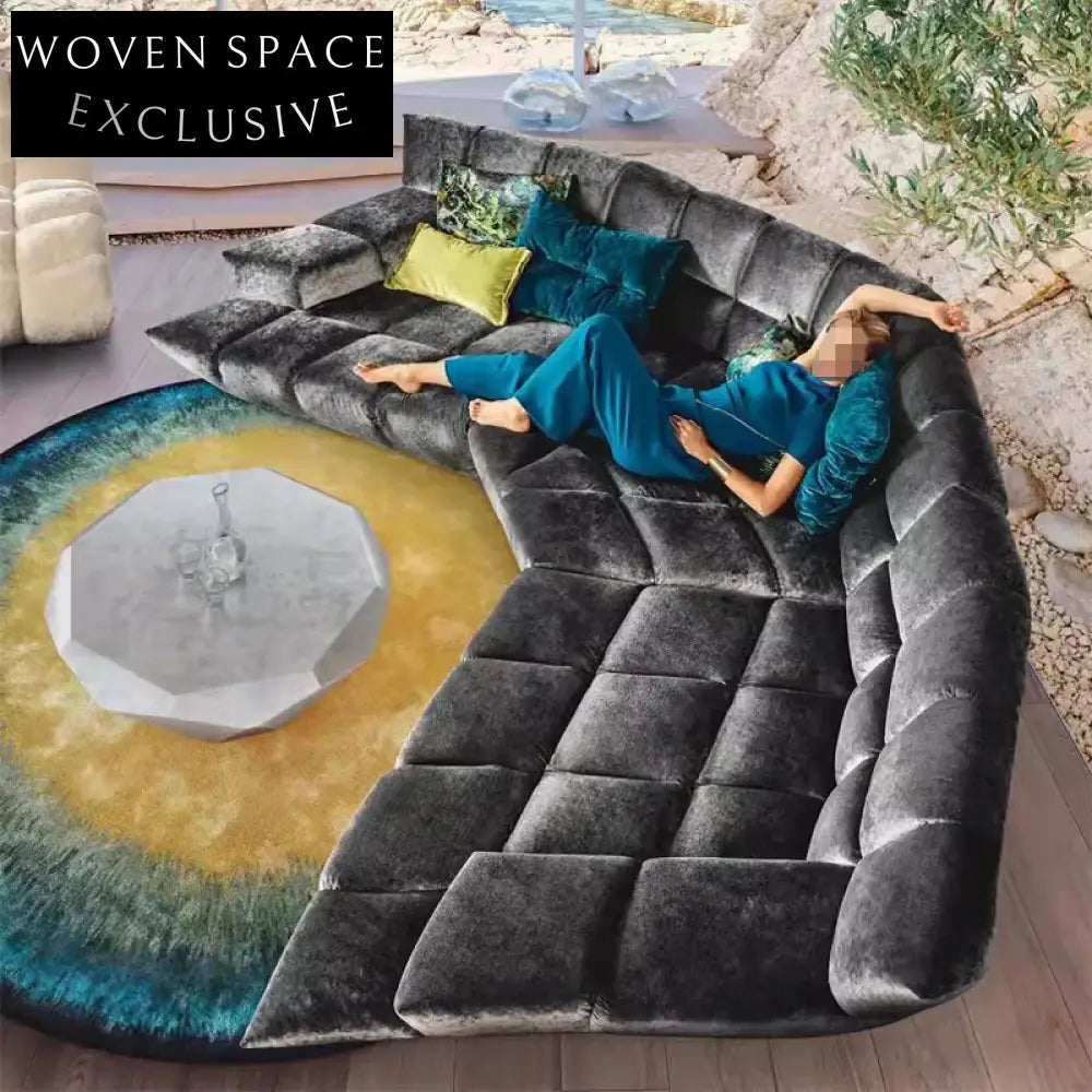 Modern Curved Fabric Sectional Sofa Set for Living Room