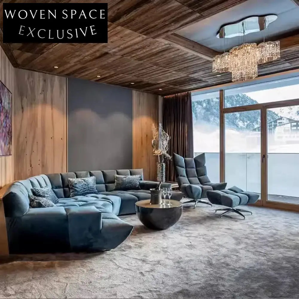 Modern Curved Fabric Sectional Sofa Set for Living Room