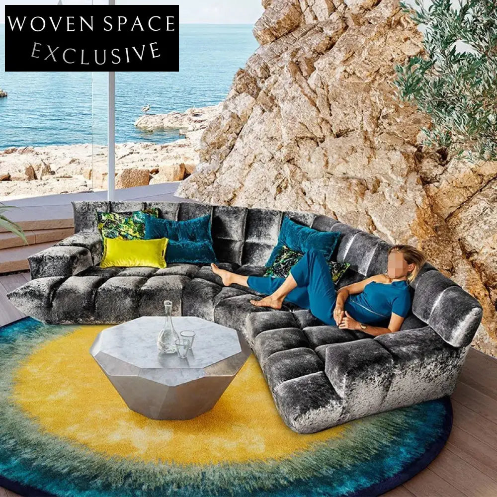 Modern Curved Fabric Sectional Sofa Set for Living Room