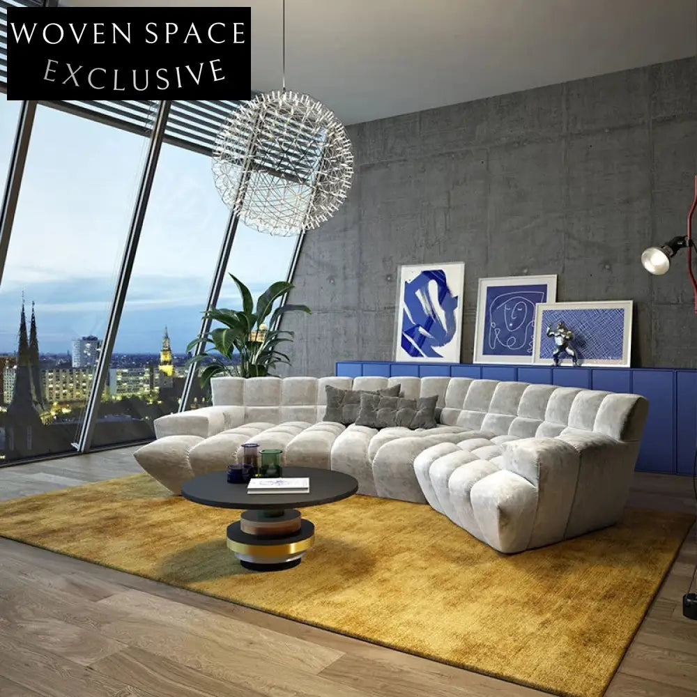 Modern Curved Fabric Sectional Sofa Set for Living Room