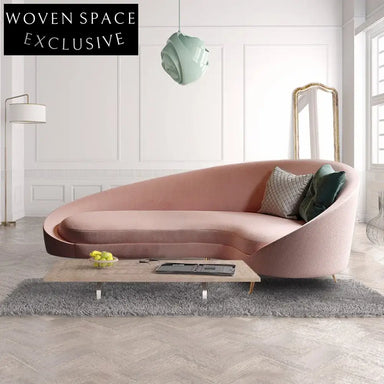 Modern Curved Fabric Sofa with Metal Base for Chic Living Rooms