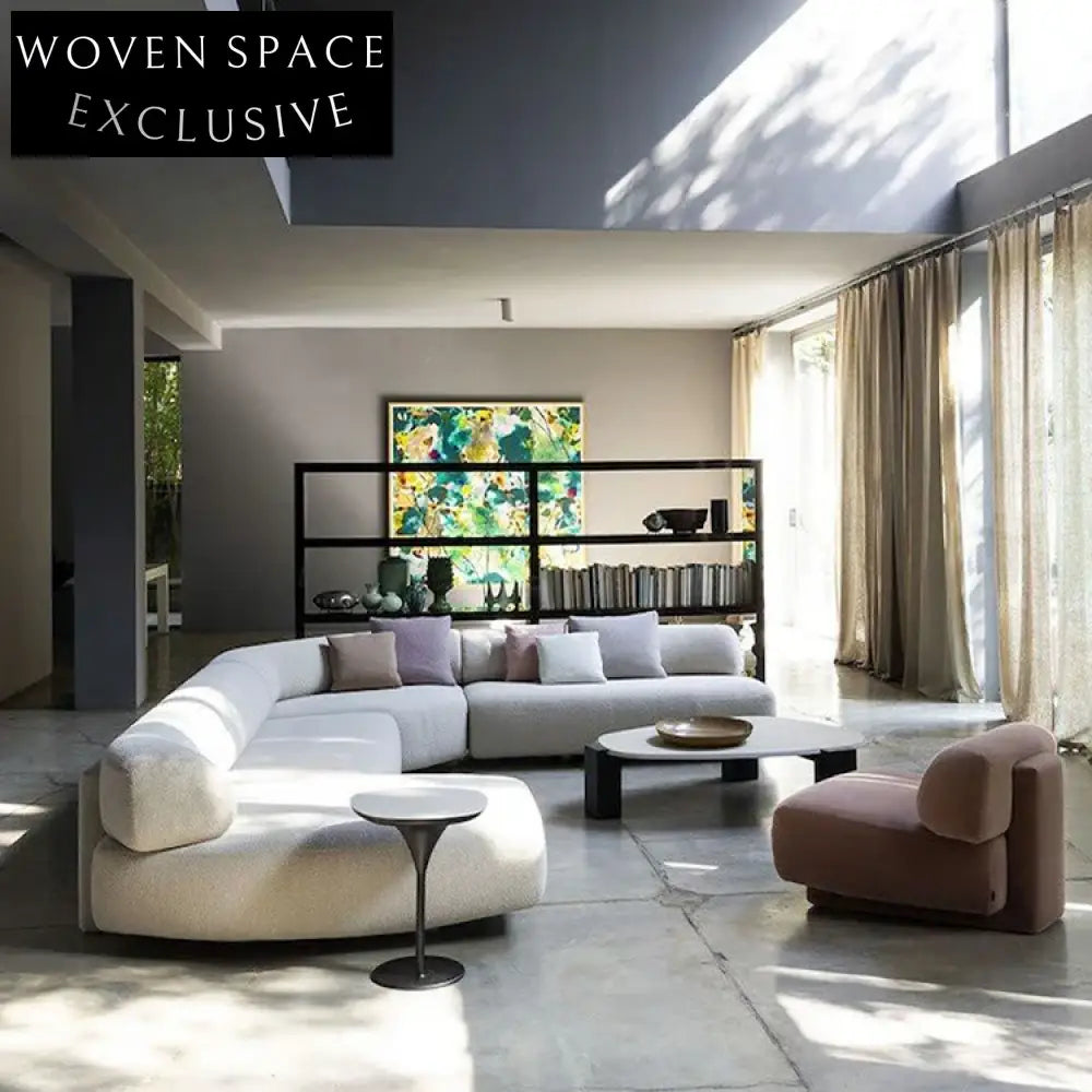 Modern Curved Sectional Fabric Sofa Set for Large Living Rooms