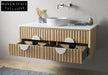 Modern Curved Solid Wood Floating Bathroom Vanity with Ceramic Basin Top