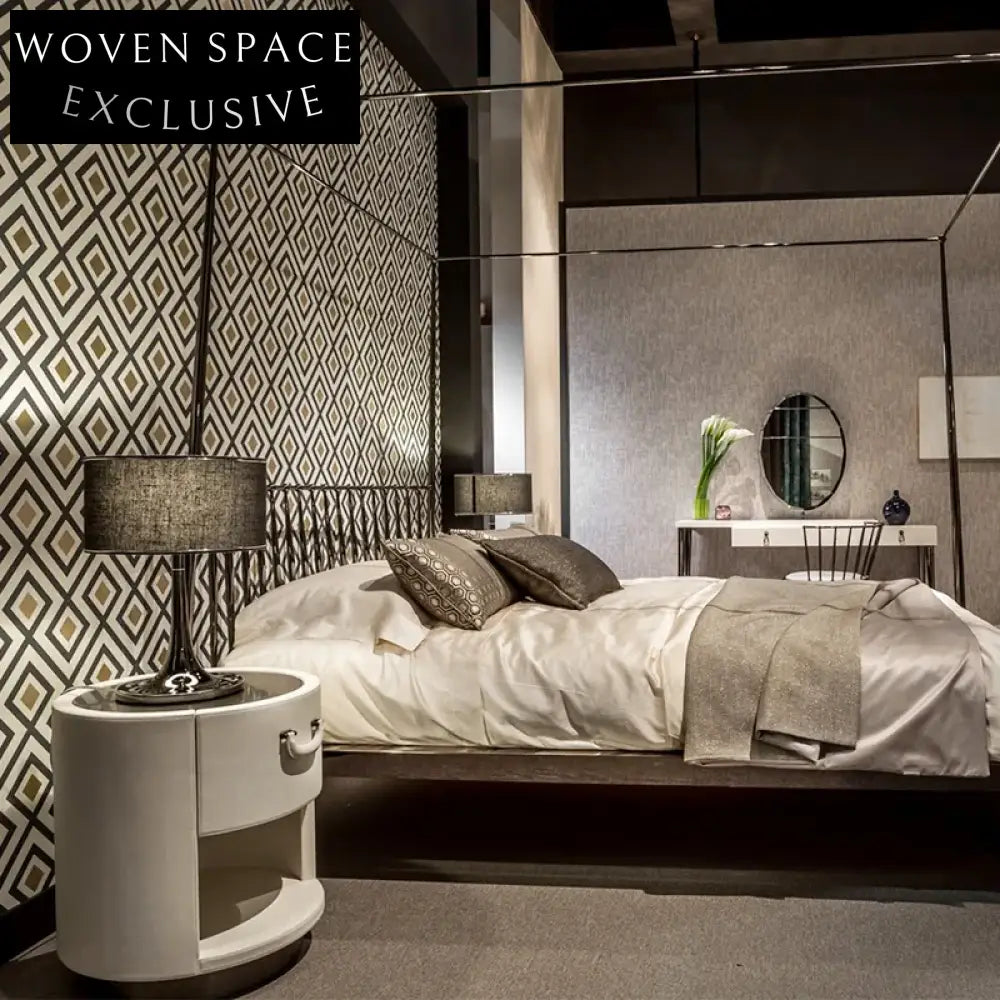 Modern Cylindrical Leather Nightstand with Stainless Steel Base Storage Table