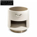Modern Cylindrical Leather Nightstand with Stainless Steel Base Storage Table