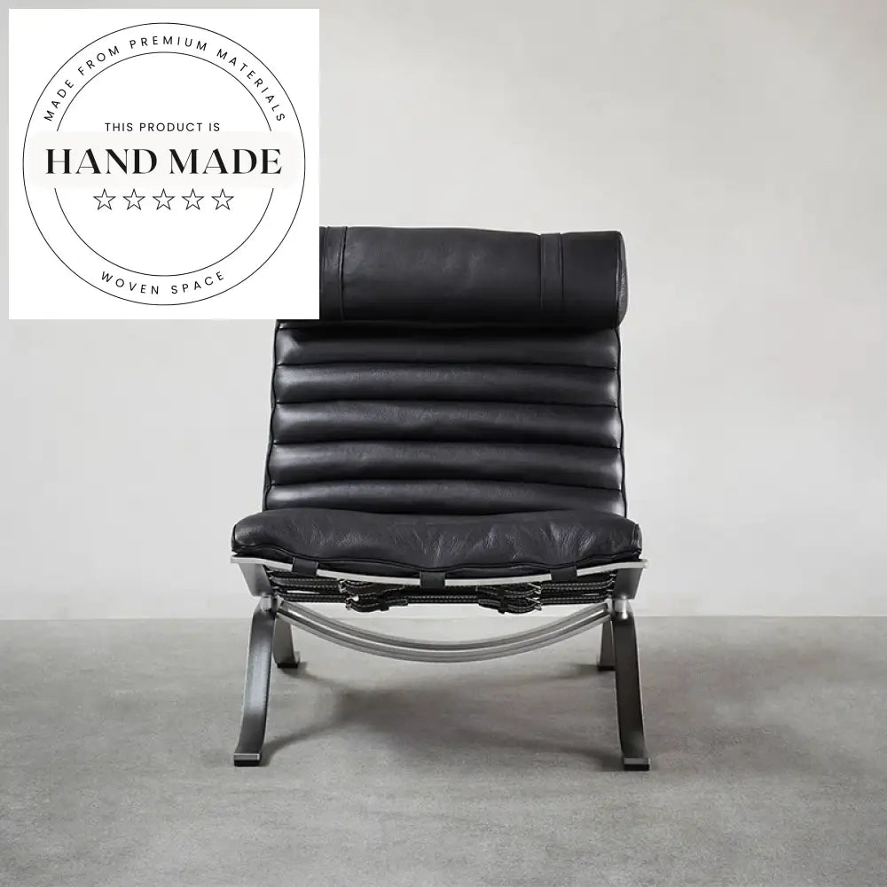 Modern Danish Designer Leather Recliner Chair with Footstool for Living Room