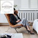 Modern Danish Designer Leather Recliner Chair with Footstool for Living Room