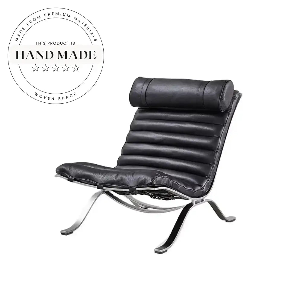 Modern Danish Designer Leather Recliner Chair with Footstool for Living Room