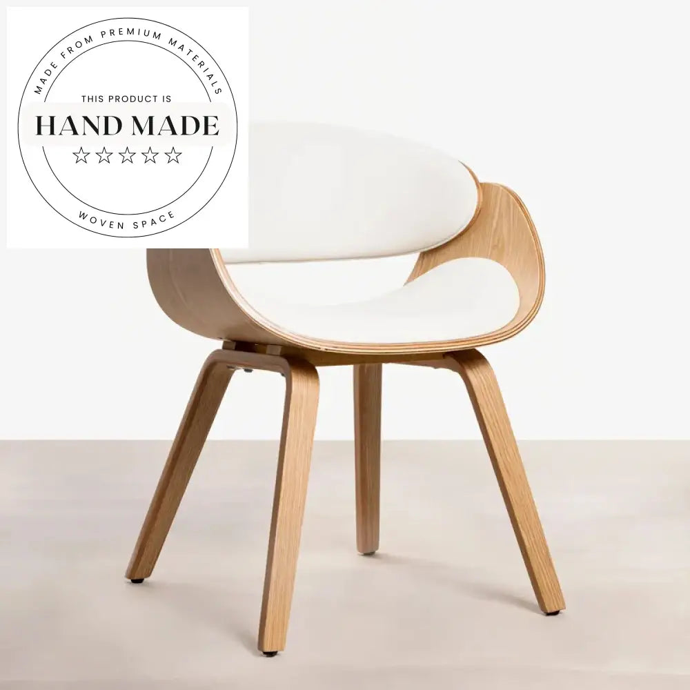 Modern Danish Nordic Hotel Armchair Curved Wood Upholstered Dining Chair