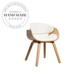 Modern Danish Nordic Hotel Armchair Curved Wood Upholstered Dining Chair