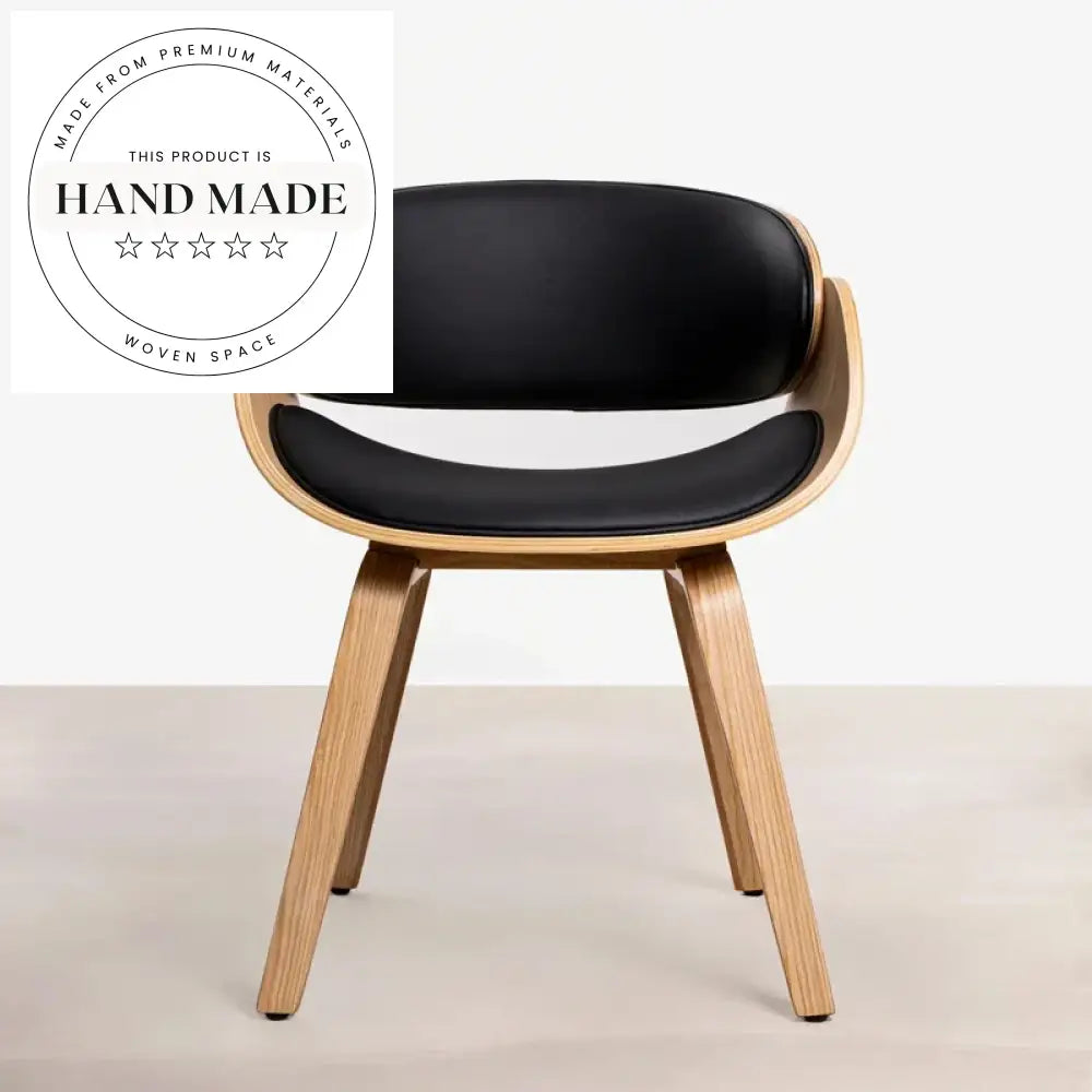 Modern Danish Nordic Hotel Armchair Curved Wood Upholstered Dining Chair