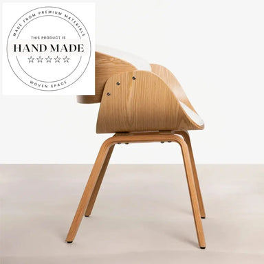 Modern Danish Nordic Hotel Armchair Curved Wood Upholstered Dining Chair