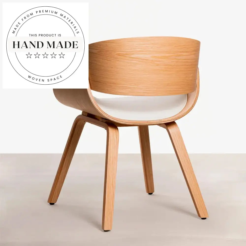 Modern Danish Nordic Hotel Armchair Curved Wood Upholstered Dining Chair