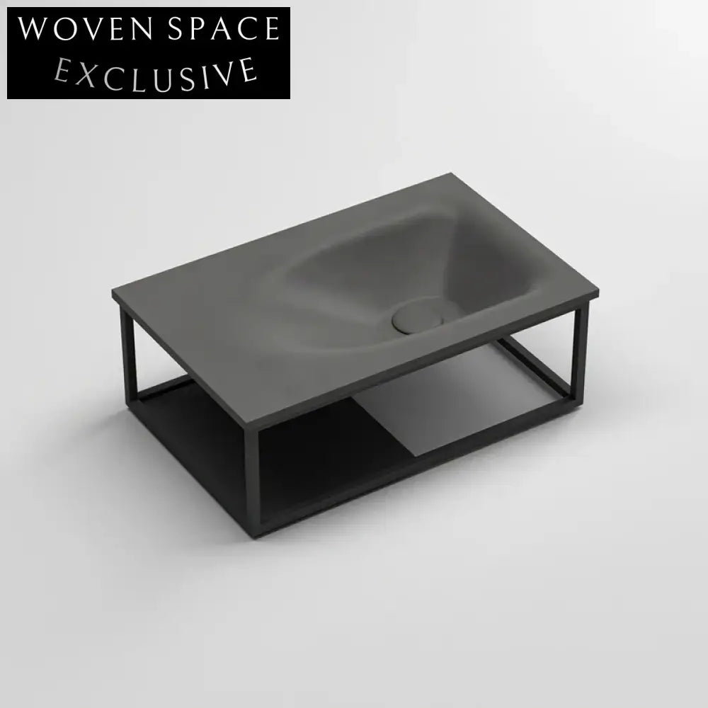 Modern Dark Grey Concrete Wall Hung Bathroom Hand Wash Basin Sink