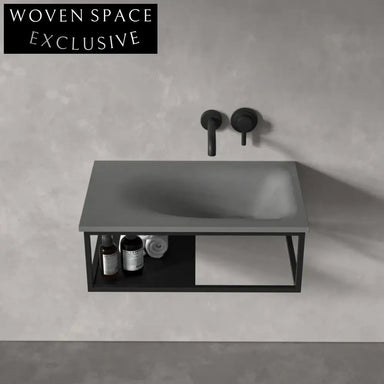 Modern Dark Grey Concrete Wall Hung Bathroom Hand Wash Basin Sink