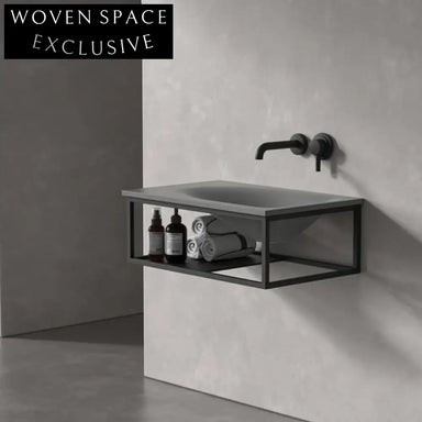 Modern Dark Grey Concrete Wall Hung Bathroom Hand Wash Basin Sink