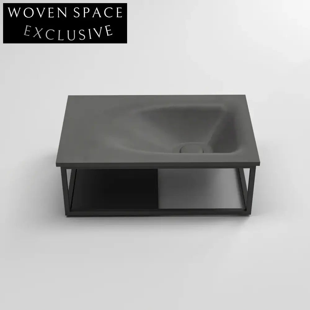 Modern Dark Grey Concrete Wall Hung Bathroom Hand Wash Basin Sink