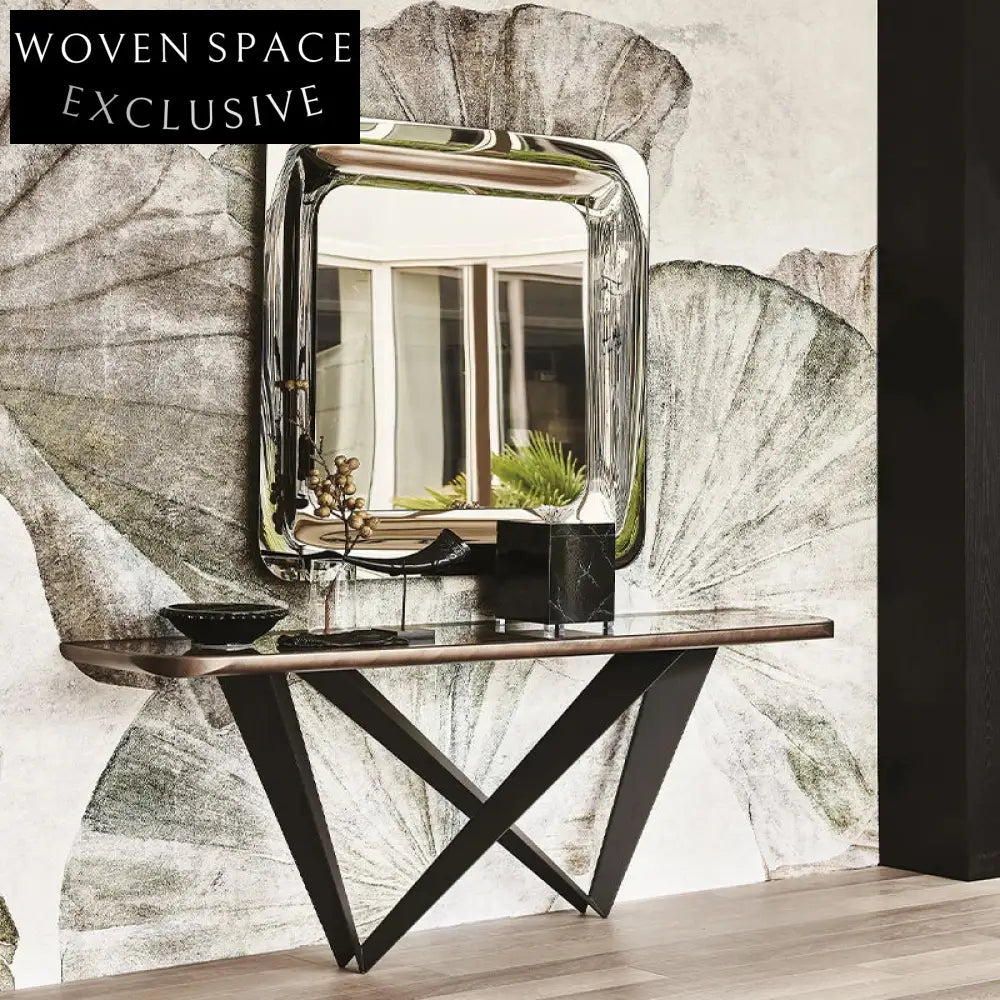 Modern Decorative Full-Length Wall Mirror, Stainless Steel Frame