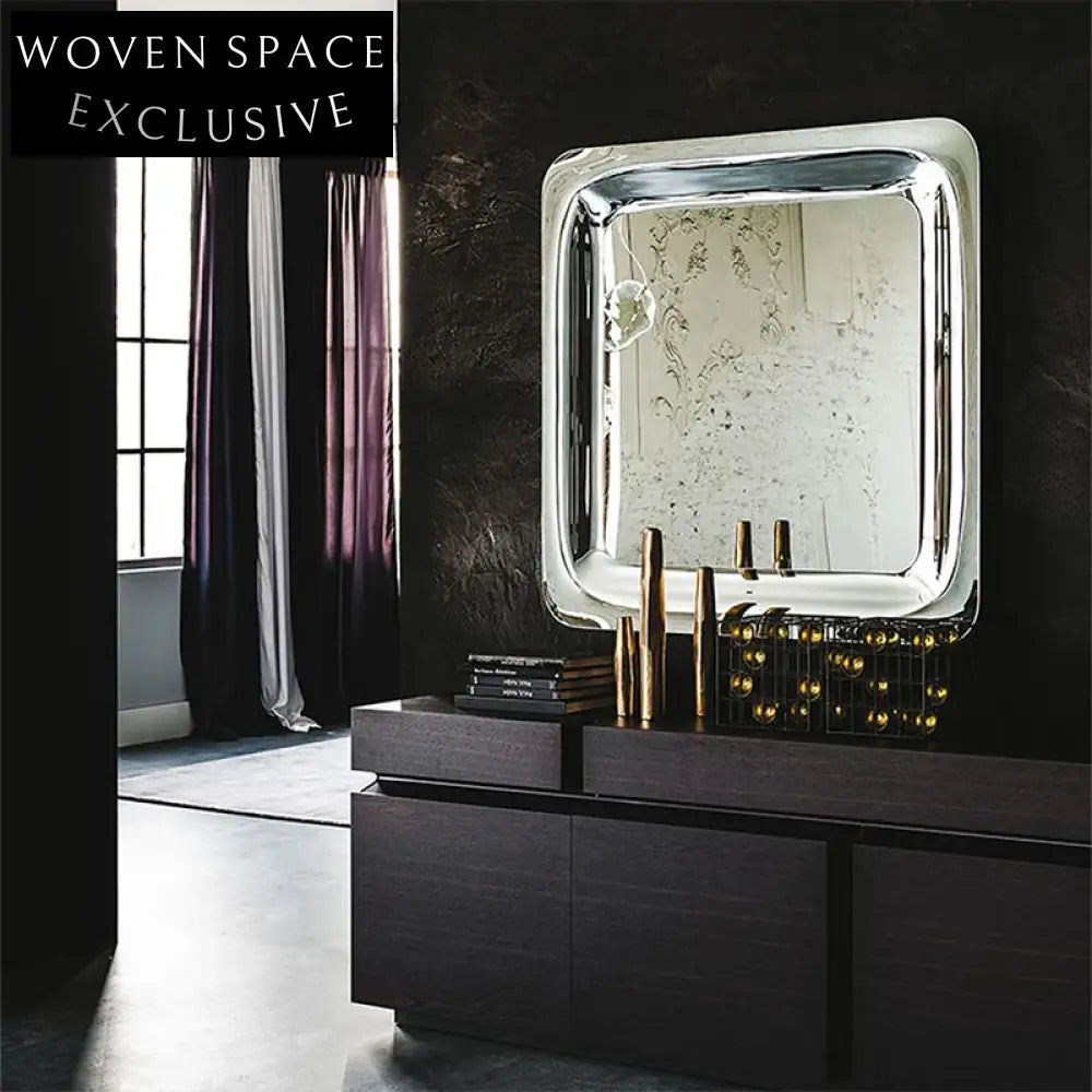 Modern Decorative Full-Length Wall Mirror, Stainless Steel Frame