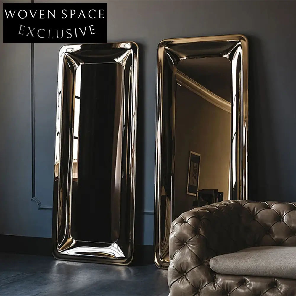 Modern Decorative Full-Length Wall Mirror, Stainless Steel Frame