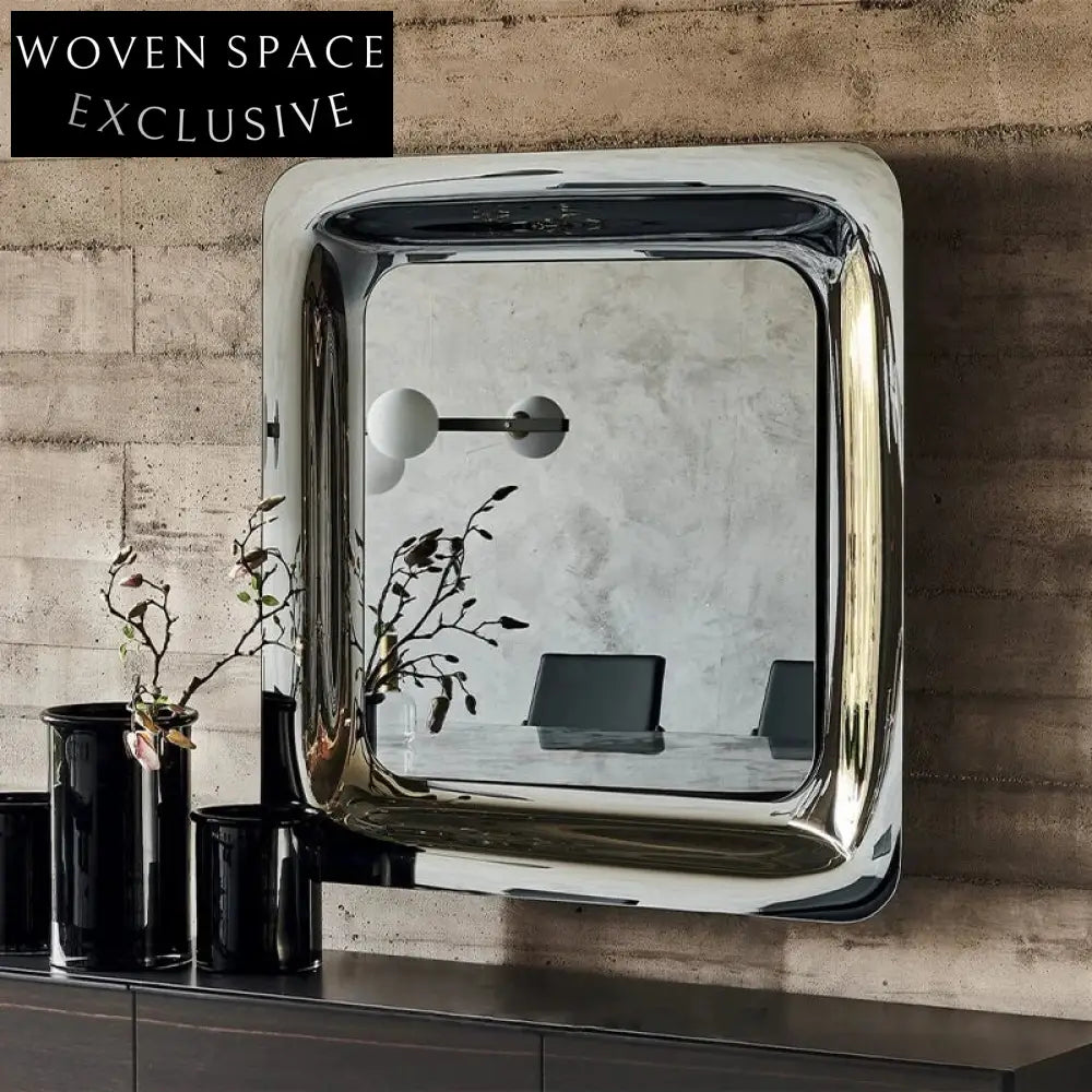 Modern Decorative Full-Length Wall Mirror, Stainless Steel Frame