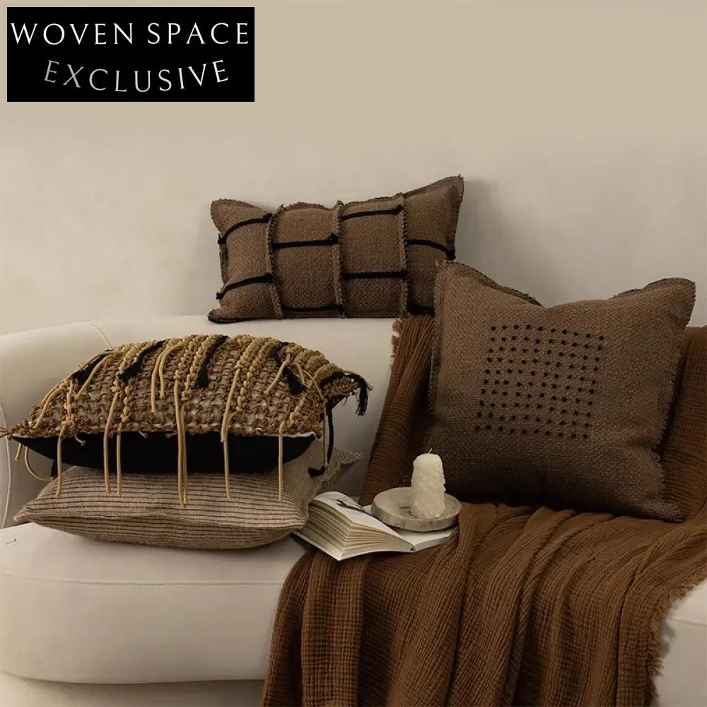 Modern Decorative Square Cotton Linen Sofa Bedroom Throw Pillow