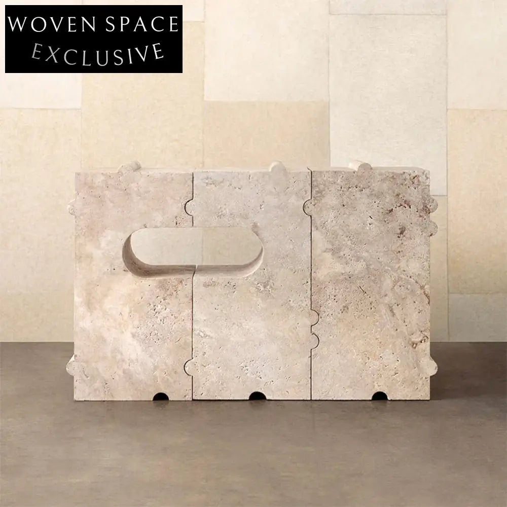 Modern Design Natural Stone Travertine Living Room Sofa Side Coffee Table