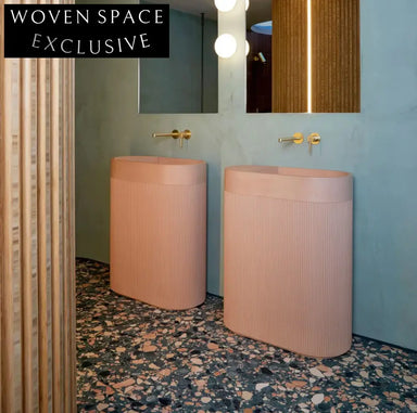 Modern Designer Artificial Stone Freestanding Pedestal Bathroom Wash Basin