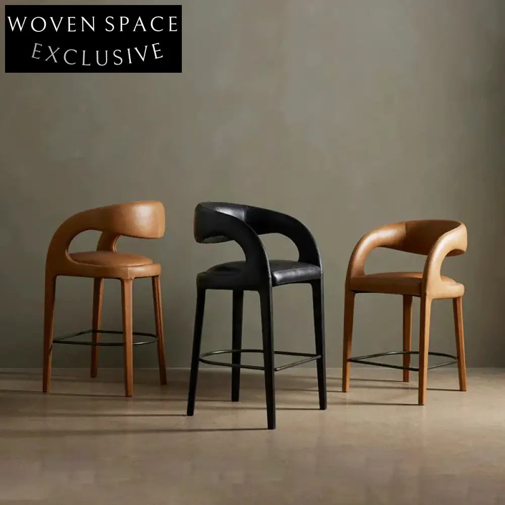 Modern Designer Bar Stool with Armrests for Kitchen Island Counter Height