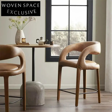 Modern Designer Bar Stool with Armrests for Kitchen Island Counter Height
