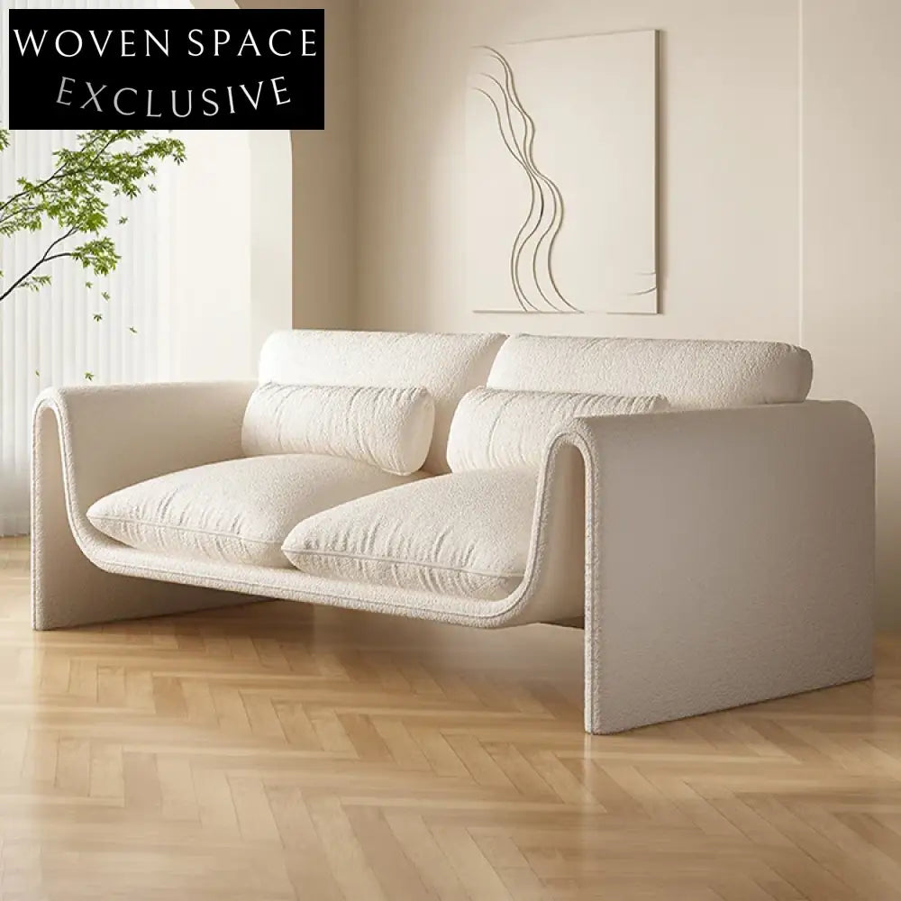 Modern Designer L-Shape Sectional Sofa, Plush Teddy Fabric Living Room Couch