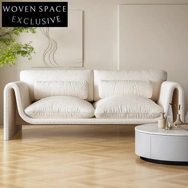 Modern Designer L-Shape Sectional Sofa, Plush Teddy Fabric Living Room Couch