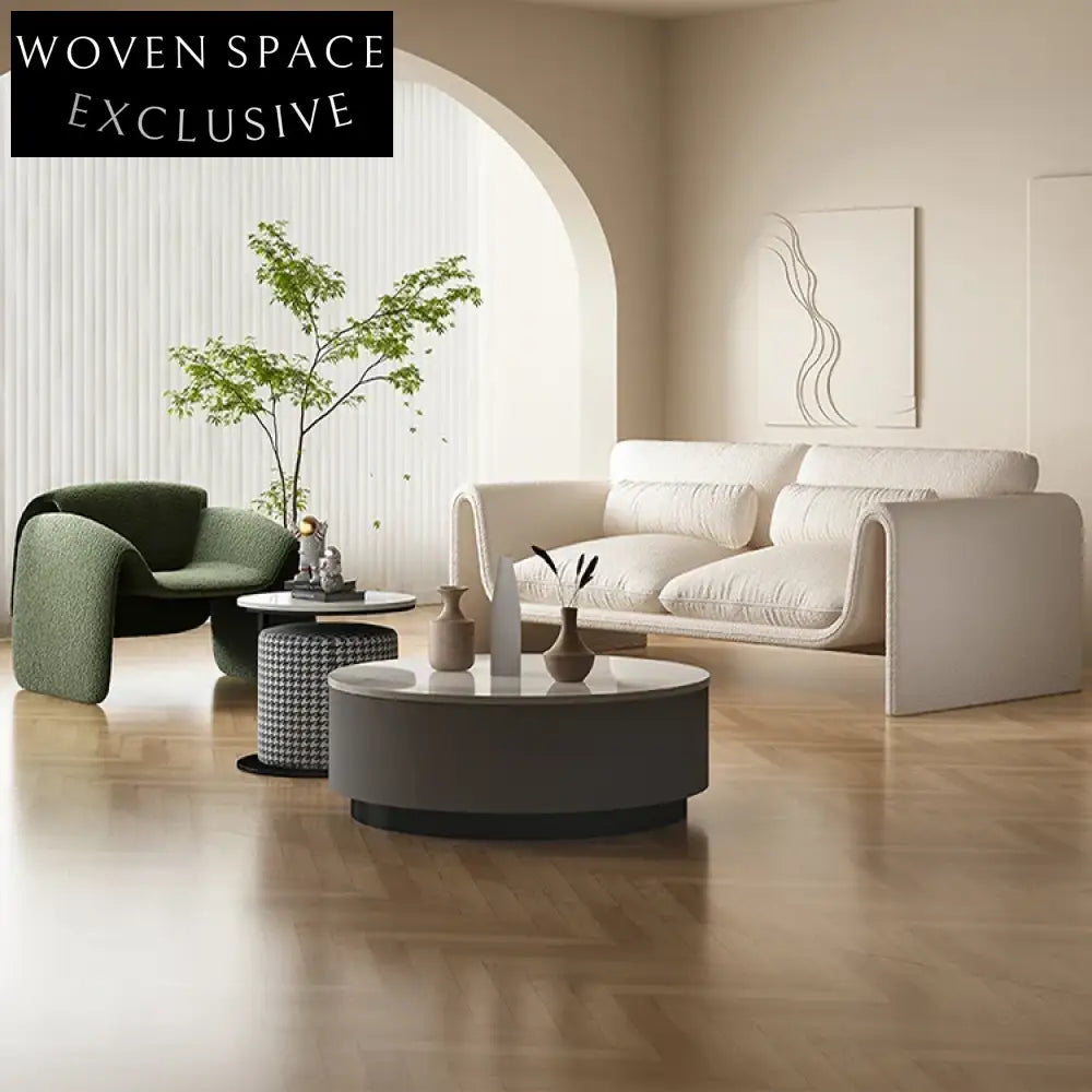 Modern Designer L-Shape Sectional Sofa, Plush Teddy Fabric Living Room Couch