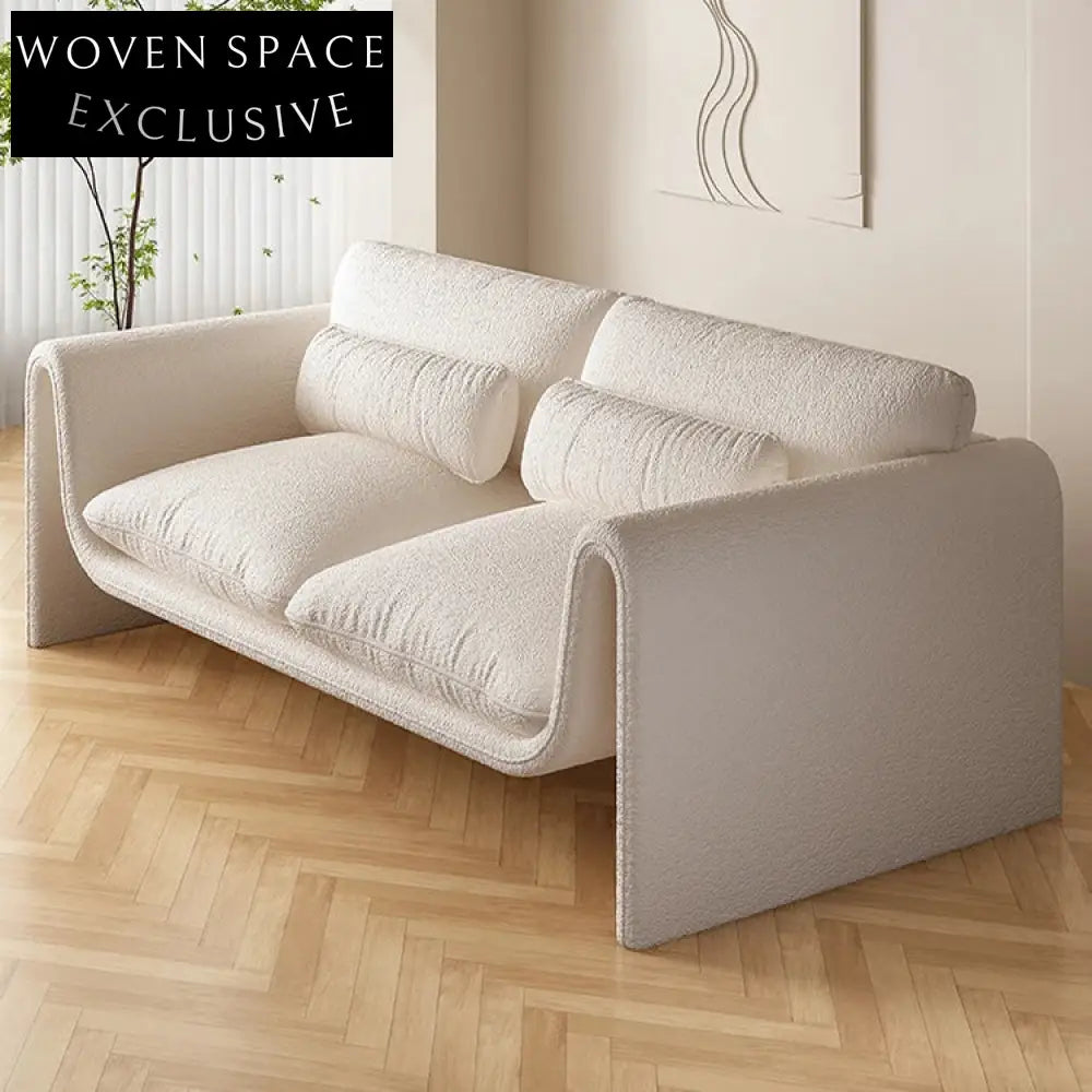 Modern Designer L-Shape Sectional Sofa, Plush Teddy Fabric Living Room Couch