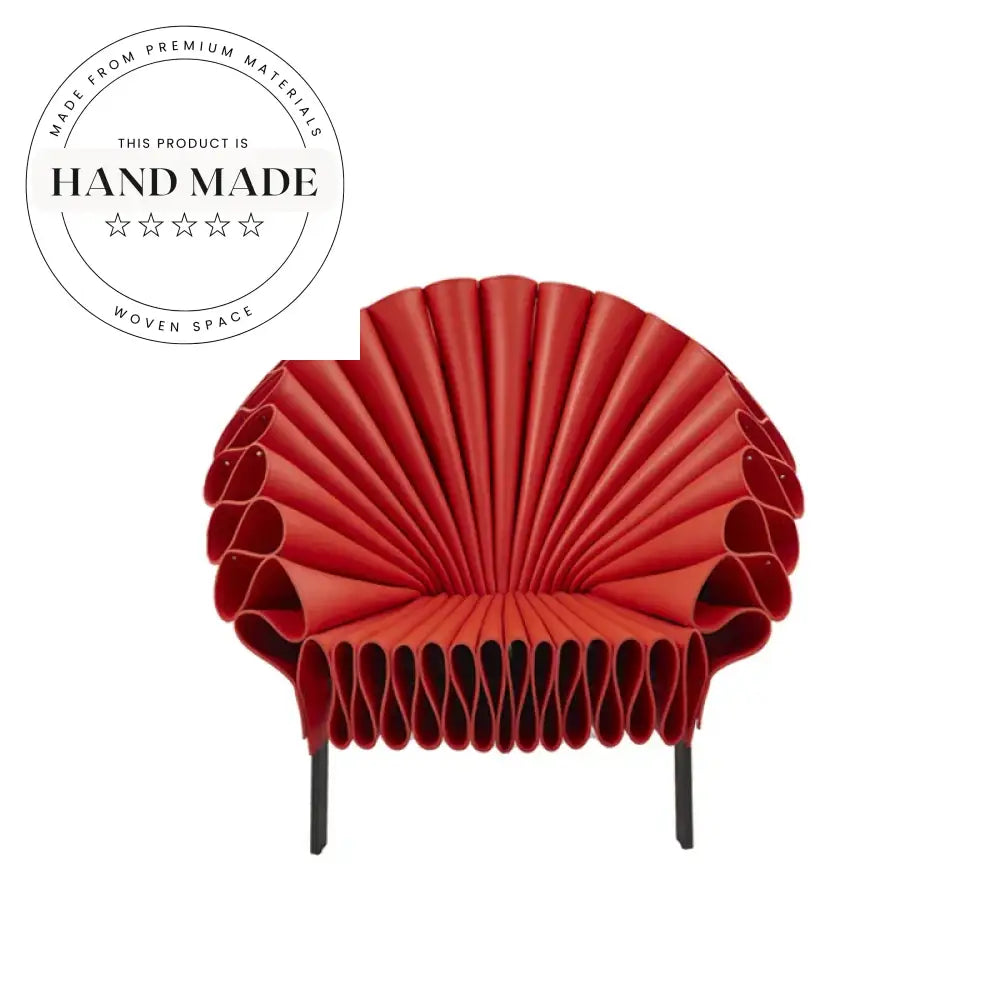 Modern Designer Red Genuine Leather Tufted Accent Lounge Armchair