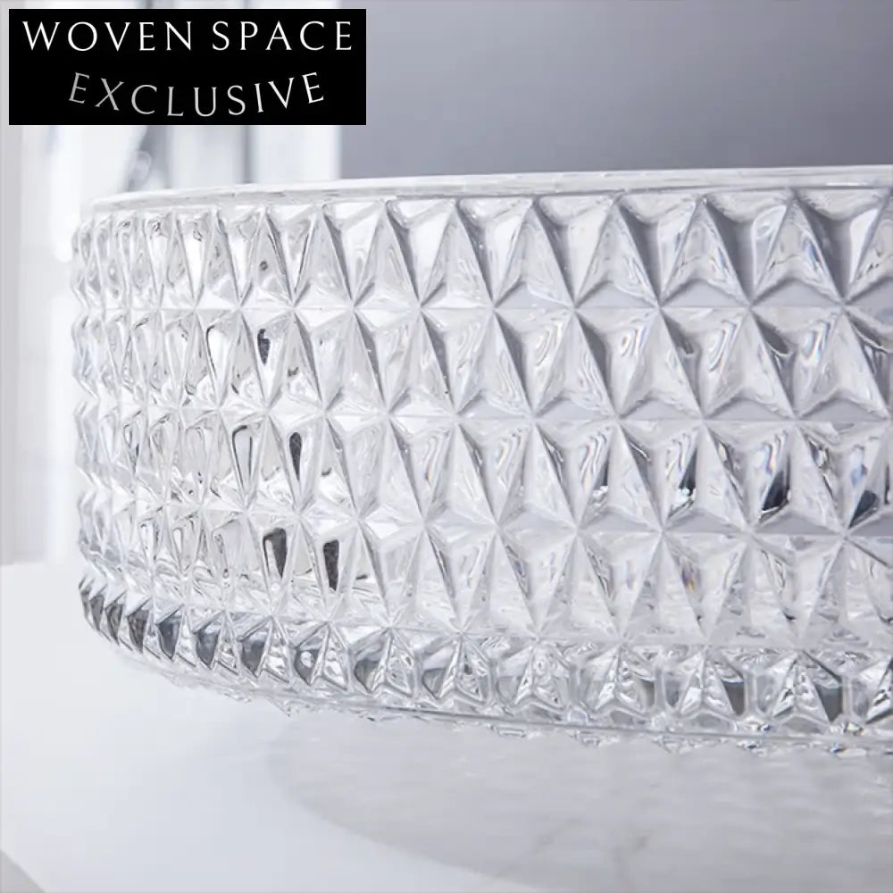 Modern Diamond Crystal Glass Vessel Bathroom Sink, Above Counter Basin