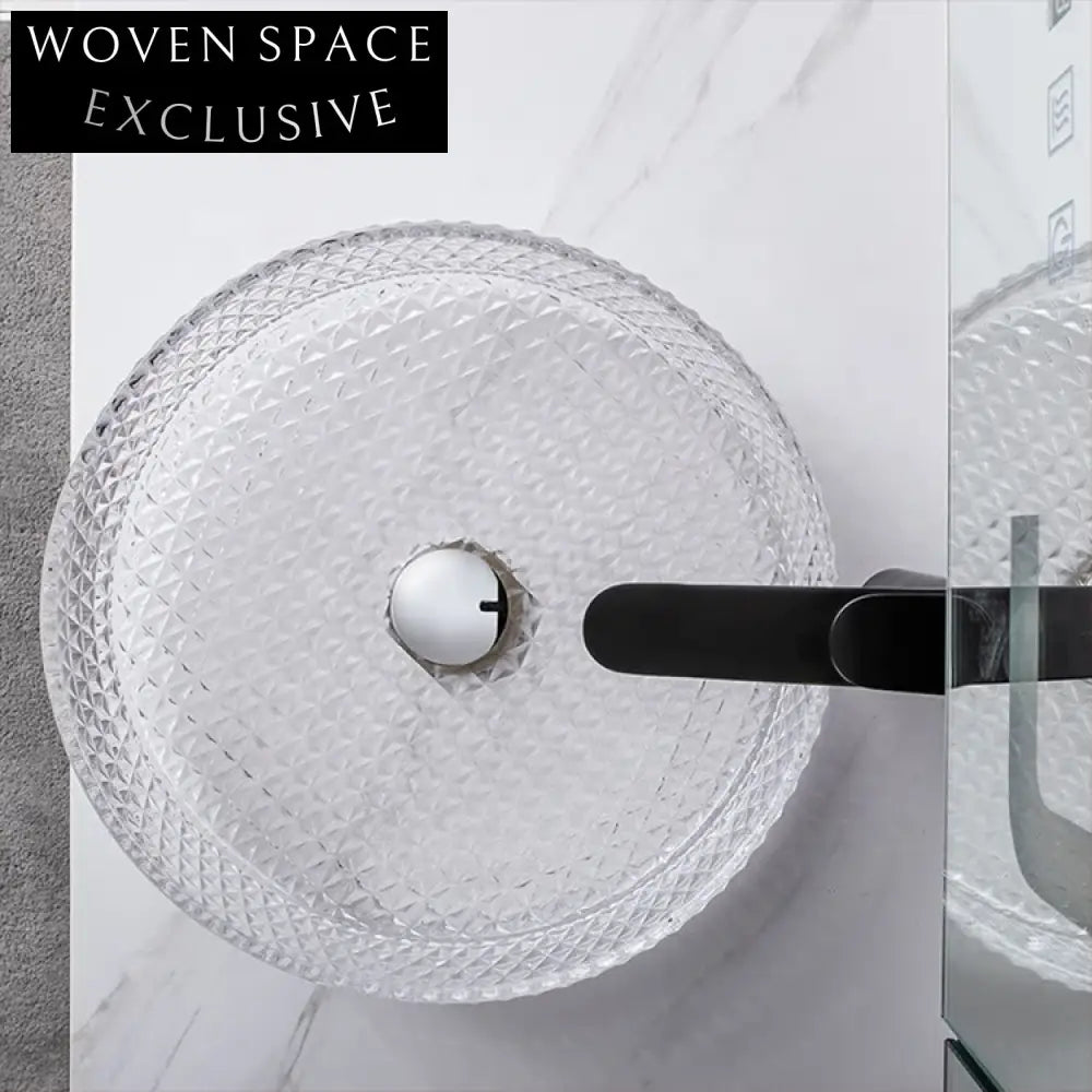 Modern Diamond Crystal Glass Vessel Bathroom Sink, Above Counter Basin