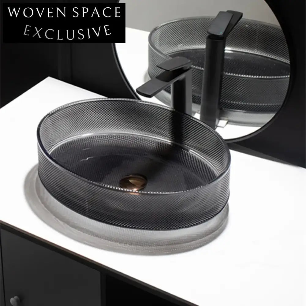 Modern Diamond Crystal Tempered Glass Above Counter Bathroom Vessel Sink