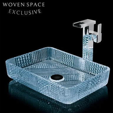 Modern Diamond Design Transparent Glass Vessel Sink Basin for Elegant Bathrooms