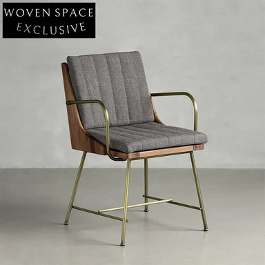 Modern Dining Chair with Solid Wood Backrest and Natural Metal Frame, Chair
