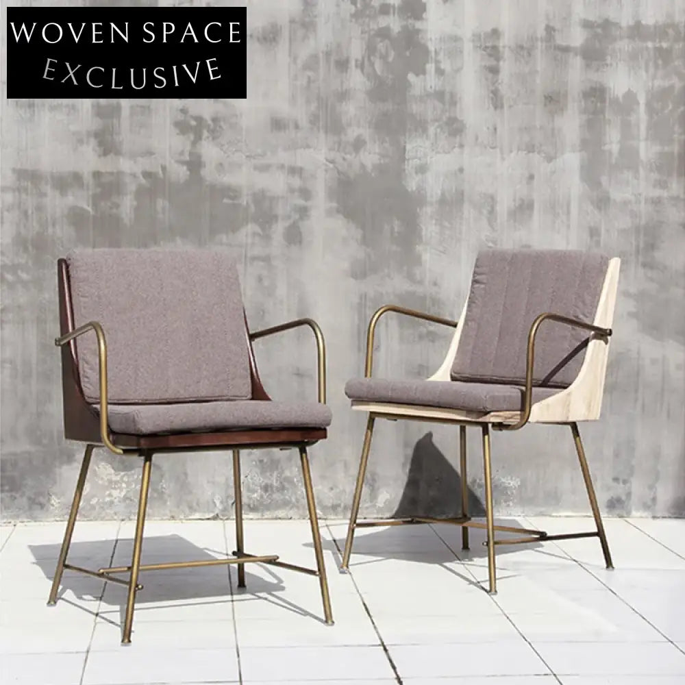 Modern Dining Chair with Solid Wood Backrest and Natural Metal Frame, Chair