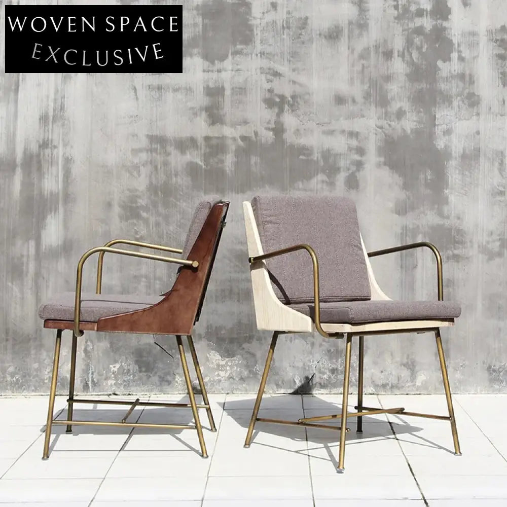 Modern Dining Chair with Solid Wood Backrest and Natural Metal Frame, Chair