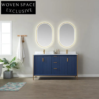 Modern Double Sink Solid Wood Bathroom Vanity with Storage Cabinet